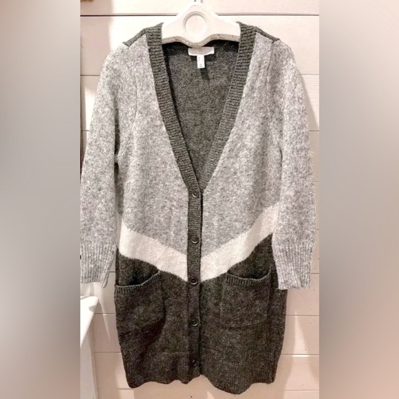 Addition Elle Sweaters - ADDITION  ELLE Gray & White long cardigan size X